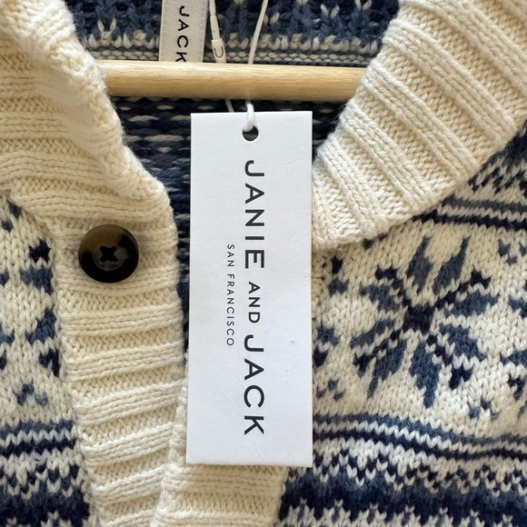 Janie and Jack NWT Ivory and Navy Knit Sweater - Picture 6 of 6